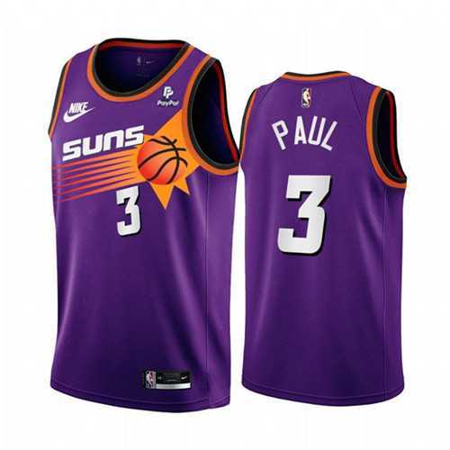 Men%27s Phoenix Suns #3 Chris Paul Purple Stitched Basketball Jersey Dzhi